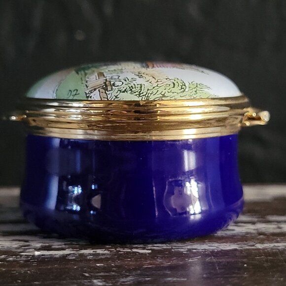 Vtg Halcyon Days English Enamel Box Sulgrave Manor Scene Handcrafted In England - Picture 6 of 9